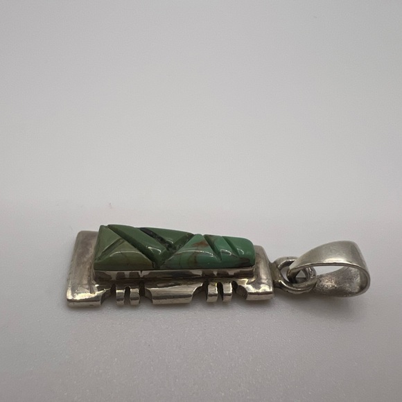 Vintage Green Turquoise Sterling Silver 925 Necklace Pendant - Picture 3 of 3